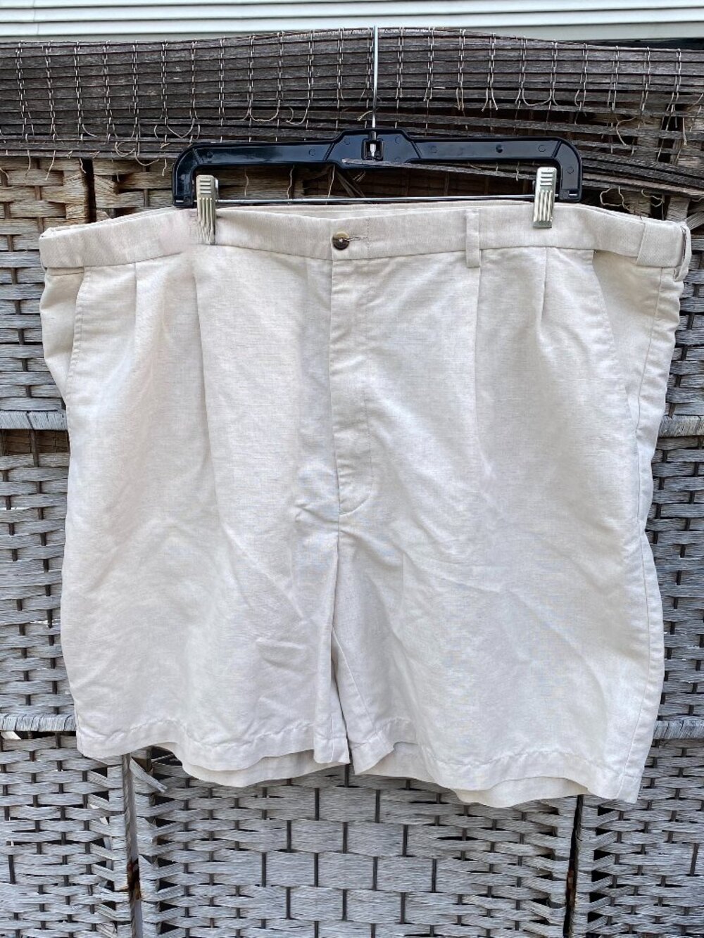 Haggar Linen Cotton Shorts White Beige Brown 44 XXL